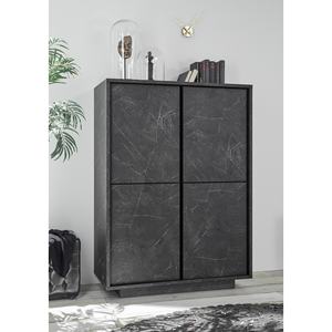 Credenza Modello CARRARA 92x43x145 CM Effetto Marmo Nero - Product Image 1