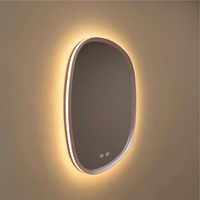 Espejo de Baño LED Moderno con Marco Gris, Redondeado y Suave, con Función Antivaho, Táctil y Regulable, para Montar en la Pared, Decorativo