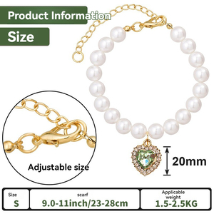 <span class=keywords><strong>Collar</strong></span> de Lujo para Mascotas Estilo Princesa con Perlas de Imitación, Lazo de Moda y Colgante de Hueso y Corazón, Accesorio de Joyería para Gatos y Perros - Product Image 3