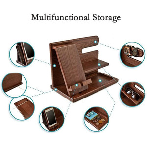 Wooden phone holder, <b>desktop</b> charging stand, phone keychain, wallet, watch storage rack, solid wood <b>shelf</b> - Product Image 5