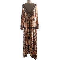 Robe longue de soirée bohème pour femme grande taille 5XL, imprimée, col en V, manches bouffantes, avec ceinture