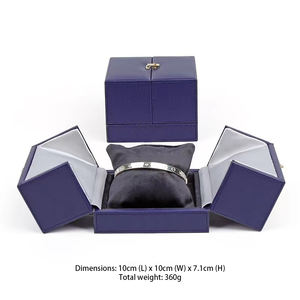 नीले डबल ओपन ज्वैलरी बॉक्स पैकेजिंग कस्टम लोगो ppant bangle karning couble गहने कंटेनर - Product Image 4