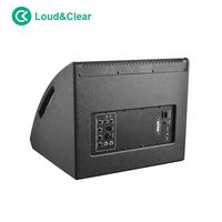 Enceinte en bois amplifiée, 500W RMS, enceinte DJ professionnelle, moniteur en forme de cale avec woofer ferrite de 15 pouces et DSP pour la vente en gros audio