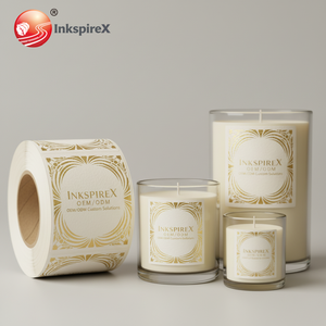 맞춤 디자인 고급 질감 종이 브랜드 로고 인쇄 양각 금박 양초 라벨 스티커 (양초 용기용) - Product Image 3