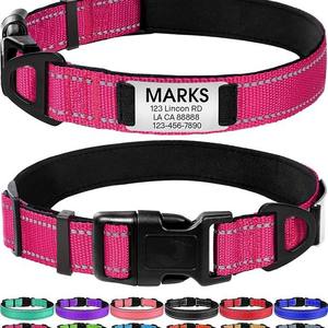 <span class=keywords><strong>Collar</strong></span> para Perro con Placa de Identificación Grabada, Reflectante, Antipérdida, con Nombre y Número de Teléfono, Bordado Personalizado, para Perros Grandes - Product Image 1