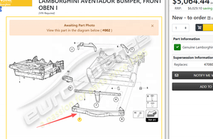 ORIGINAL GEBRAUCHTES AUTOTEIL Passend für Lamborghini Aventador FRONTSTOßSTANGE <span class=keywords><strong>OBEN</strong></span> OEM 470807051D 0R8340122 - Product Image 2