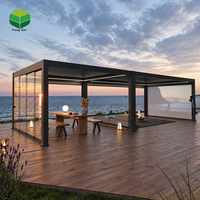 Wasserdichte Motorisierte Bioklimatische Pergola mit Verstellbarem Aluminium-Lamellendach, Anpassbar für Garten und Terrasse