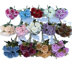 Décoration de la maison fête église événement mariage fête Banquet table de mariage saint valentin cadeau 7 têtes artificielle romaine <span class=keywords><strong>Rose</strong></span> fleur - Product Image 1