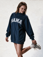 Sweat-shirt à col montant pour femme, longueur allongée, avec logo brodé personnalisé, vêtements pour femmes en marque privée