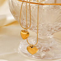 Collier clavicule en acier inoxydable Finetoo plaqué or 18 carats PVD, pendentif cœur de luxe, colliers pour femmes, cadeau de bijoux