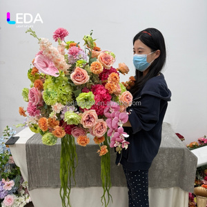 LEDA Handmade Lush Pink Peach Orange Green Faux <b>Flower</b> Arrangement Cascading Trailing Amaranthus Anthurium Orchid 60cm <b>Wedding</b> - Product Image 1