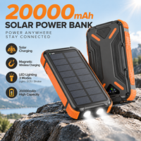 Robustes, direkt ab Werk erhältliches 20000mAh Solar-Ladegerät 2-in-1 Powerbank 22,5W/18W PD-Ladung Wasserdicht Kabellos LED Doppel-USB