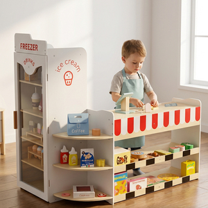 Juguetes Educativos Montessori, Múltiples Productos <span class=keywords><strong>de</strong></span> Simulación, Refrigerador Luminoso <span class=keywords><strong>de</strong></span> Madera, Juego <span class=keywords><strong>de</strong></span> Imitación <span class=keywords><strong>de</strong></span> Supermercado <span class=keywords><strong>para</strong></span> Niños - Product Image 1