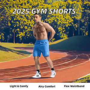 กางเกงขาสั้นออกกำลังกายผู้ชาย รุ่นใหม่ ปี 2025 ผ้าสแปนเด็กซ์/ไนลอน ระบายอากาศ ยืดหยุ่น ตาข่าย ระดับกลางเอว สไตล์ลำลอง สีพื้น ป้องกันรอยยับ ปักลาย - Product Image 3