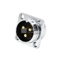 Conector de Alta Corriente GX20 de 2, 3, 4, 5, 6, 7, 8, 9, 10 y 12 Pines, Carcasa Metálica, Montaje en Panel con Brida de 4 Orificios, Rosca, Conector de Soldadura, Plateado