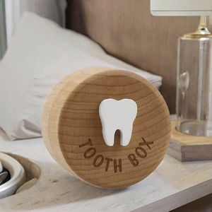 Wholesale Handmade Custom Fairy Organizer Classic Carved Wooden Milk Tooth Box for <b>Baby</b> Boys Girls Personalized Keepsake <b>Storage</b> - Product Image 3