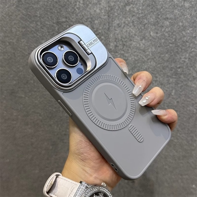 Camera Lens Holder Cover for Iphone 17 Air 16 15 Pro Magnetic Stand Full Body Housing Soft Wireless Charging Phone Cover