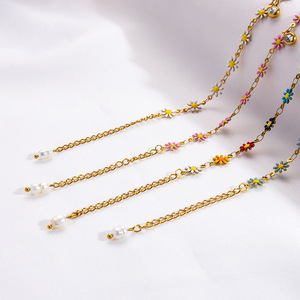 สร้อยข้อมือดอกไม้เครื่องประดับโซ่ดอกเดซี่ชุบทองสำหรับผู้หญิงเครื่องประดับแฟชั่น - Product Image 4