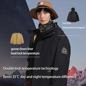 PELLIOT 3 en 1 650 Doublure en Duvet d'Oie Grande Taille <span class=keywords><strong>Randonnée</strong></span> Extérieur Hiver Homme et <span class=keywords><strong>Femme</strong></span> Veste Imperméable Manteaux - Product Image 5