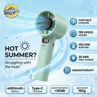 Nouveau design tendance, ventilateur portable turbo compact avec 199 réglages de vitesse, alimentation USB et écran LED, luxueux