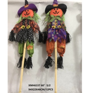 Newpower Fall Autumn Harvest Espantapájaros de Halloween con estacas de bambú Total H 60 pulgadas para estacas de jardín Home Deco - Product Image 4