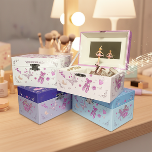 Boîte à musique rotative Yiyu à manivelle, écologique, en papier violet, pour bijoux, cadeau pour filles, chanson personnalisée années <span class=keywords><strong>60</strong></span> - Product Image 5