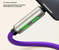 Cable de Carga USB Tipo C de 2 Metros, Cable de Datos de Carga Rápida 4 en 1 de Aleación de Zinc, Interfaz USB de 66 W, Inteligente para Teléfono Tipo C