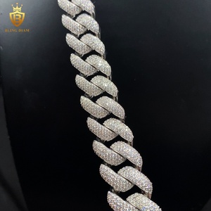 Cadenas de Plata de Ley 925 de 18 mm para Raperos, Estilo <span class=keywords><strong>Cubano</strong></span> Iced Out con Moissanita, Pasa la Prueba del Diamante, Cadena de Moissanita VVS - Product Image 3