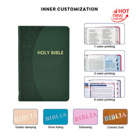 Sainte Bible en cuir PU souple avec logo personnalisé La Louis, bord doré et motif estampé à chaud – Collection Factory Creative Green