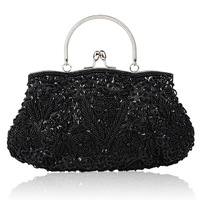 Bolsos de Mano de Lujo para Mujer con Cuentas de Cristal y Bordado Floral para Novia, Gala, Fiesta y Noche, Carteras de Diseñador con Estilo