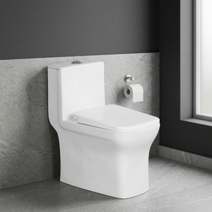 WC monobloc en céramique à poser au sol avec réservoir intégré, blanc, forme carrée ou ronde - Product Image 4