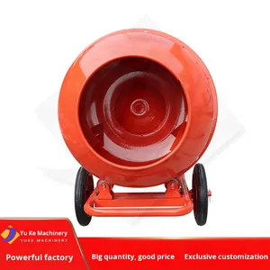 เครื่องผสมคอนกรีตแบบถังเคลื่อนที่สีแดง ขนาด 120 ลิตร แบบเข็นมือ พร้อมล้อและมอเตอร์ - Product Image 3