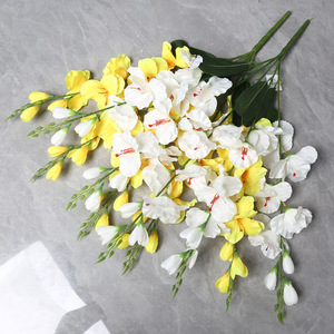 Bouquet de gladiolus en soie artificielle, <span class=keywords><strong>fleur</strong></span> artificielle, orchidée à cinq branches, <span class=keywords><strong>d</strong></span>écoration de salon, mariage, hôtel, transfrontalier - Product Image 1