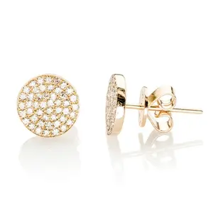 Hot selling 18K gold plated 925 sterling silver disc stud earrings