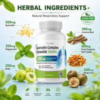 Comprimés à croquer de Quercétine Complexe à Marque Blanche OEM, Extrait Herbal Naturel pour le Soutien de la Santé des Voies Respiratoires Supérieures et Pulmonaire, 120 Comprimés
