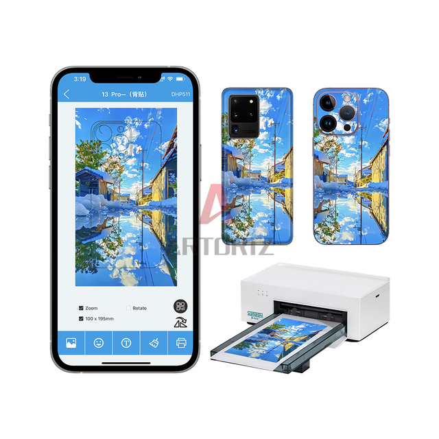 Compact 300dpi Mini Printer for Mobile Phone Skin Thermal Thermal Mobile Back with Cutting Machine Interface