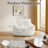 Canapé d'angle géant en velours côtelé avec accoudoirs ergonomiques en mousse à mémoire de forme, confortable et surdimensionné, beige