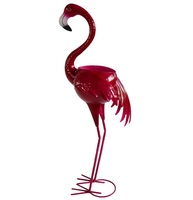 Pot Bunga Mini Kecil Hewan Flamingo Logam Merah Muda