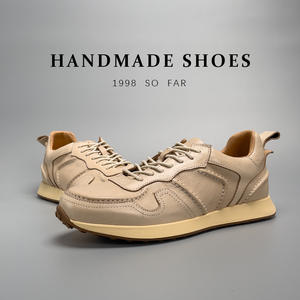 Nouvelles Chaussures de Sport Décontractées pour Hommes en Cuir Véritable et Tissu, Baskets Respirantes en Maille Anti-Choc pour la Course et la Marche - Product Image 5