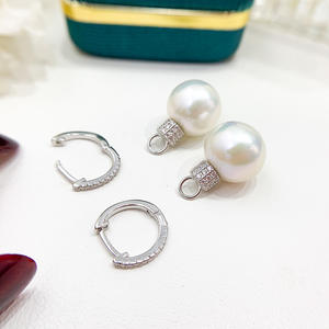 Boucles d'oreilles en argent S925 DIY avec perles, accessoire de mode pour femmes, boucle d'oreille avec perles rondes de 9 à 12 mm, 21772, boucles d'oreilles en cristal - Product Image 4