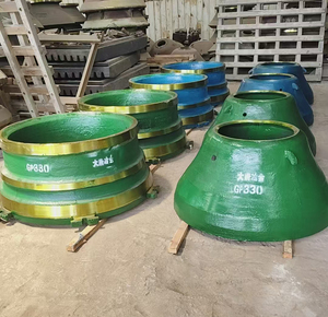 Pièces de concasseur à cône en acier à haute teneur en manganèse Mn18Cr2 : Revêtement de bol concave et manteau pour GP200, GP300, <span class=keywords><strong>GP500</strong></span> - Product Image 1