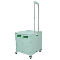 유니-사일런트 슈퍼마켓 쇼핑 핸드 트롤리 4 륜 롤 컨테이너가있는 간편한 휴대 접이식 플라스틱 장바구니 FST35