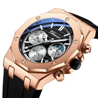 CHENXI Nouvelle montre pour homme 968, chronographe multifonction, montres de luxe en or rose, quartz, étanches, lumineuses, date, bracelet