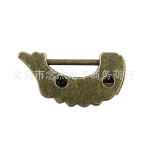 Mini serrure antique en forme de poisson, en alliage de zinc, style chinois, pour boîte en bois vieillie, serrure de meuble durable - Product Image 2