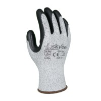 SKYEE, venta al por mayor, guantes de protección de seguridad a prueba de aceite de trabajo resistentes a cortes de punto de algodón recubierto de nitrilo suave con gran agarre