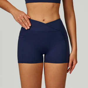 Shorts de yoga pour femmes, nouveau design <span class=keywords><strong>avec</strong></span> <span class=keywords><strong>poche</strong></span> extérieure, shorts de course et de cyclisme, tissu confortable et respirant - Product Image 5