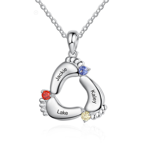 DY Nome Personalizado Jóias Família personalizado com Simulado Birthstone Pés Do Bebê Colar Pingente para Mãe Presente - Product Image 3