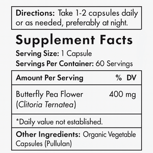 Cápsulas de Flor de Guisante Mariposa Orgánica, Ricas en Antioxidantes, Sin OMG, Veganas, Sin Cafeína, 60 Cápsulas Veganas, Polvo Orgánico para la Salud - Product Image 2