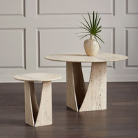 Table à manger ronde en marbre de style créatif, design minimaliste nordique, en pierre naturelle jaune italienne, luxe léger et simple