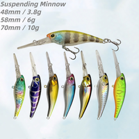 Nouvelle leurre de pêche Minnow à baleine longue de 50mm (3.8g), 58mm (6g), 70mm (10g) pour plongée profonde, leurre dur à coulée lente, shad, jerkbait suspendu, crankbait
